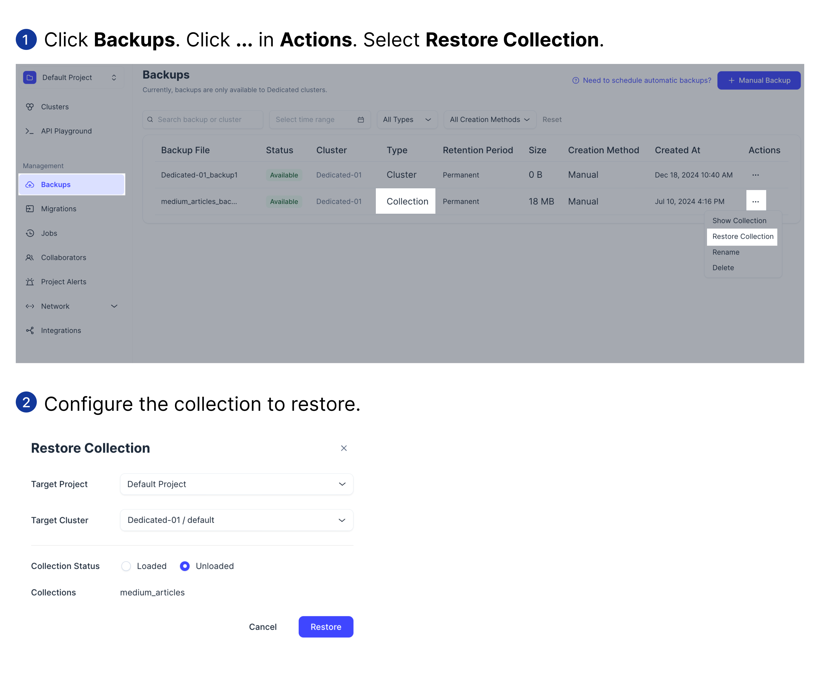 restore_collection