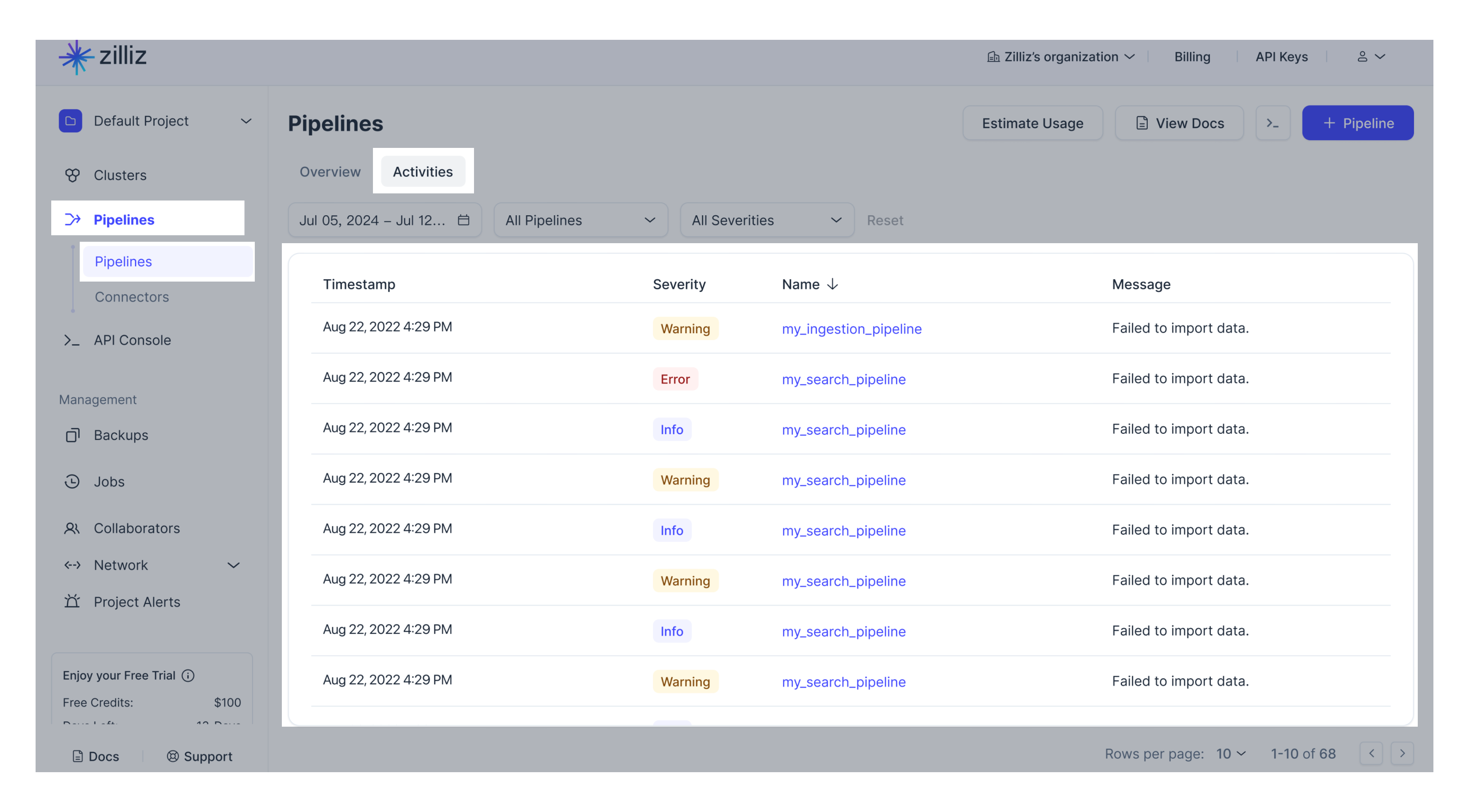 view-pipelines-activities-on-web-ui